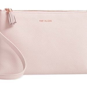Ted Baker Macey Tassled Double Zippered Crossbody Bag Purse Pale Pink NWT New